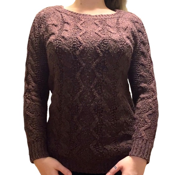 Garage Purple-Maroon Cable Knit Sweater - Picture 8 of 8